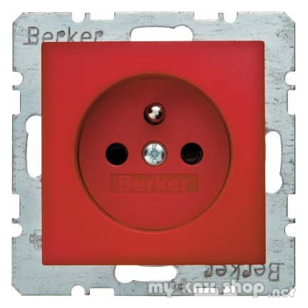 Berker 6768760062 Steckdose mit Schutzkontaktstift S.1/B.3/B.7 rot, matt