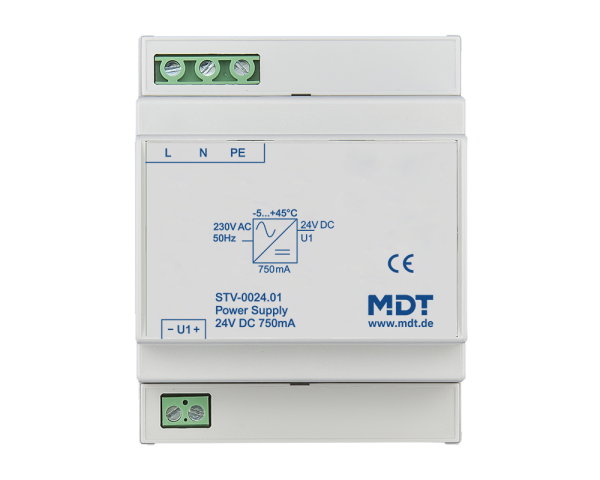 MDT STV-0024.01 Spannungsversorgung, 4TE, REG, 750mA, 24VDC SELV