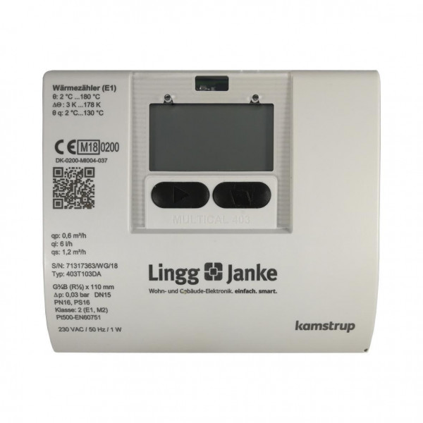 Lingg&Janke 84752SEC KNX Secure Kältezähler Kamstrup Multical 403 Qp 6 / DN25 / 260mm / Flansch / 1-