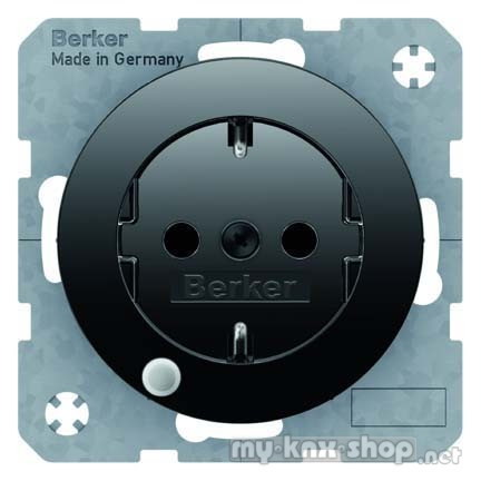 Berker 41102045 Steckdose SCHUKO mit Kontroll-LED R.1/R.3 schwarz, glänzend