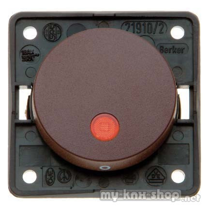 Berker 937522501 Kontroll-Wippschalter mit roter Linse Integro Flow/Pure braun, matt