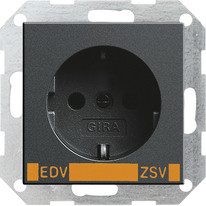 Gira 046428 SCHUKO Steckdose 16 A 250 V mit Aufdruck EDV mit orangem Aufdruck EDV und ZSV