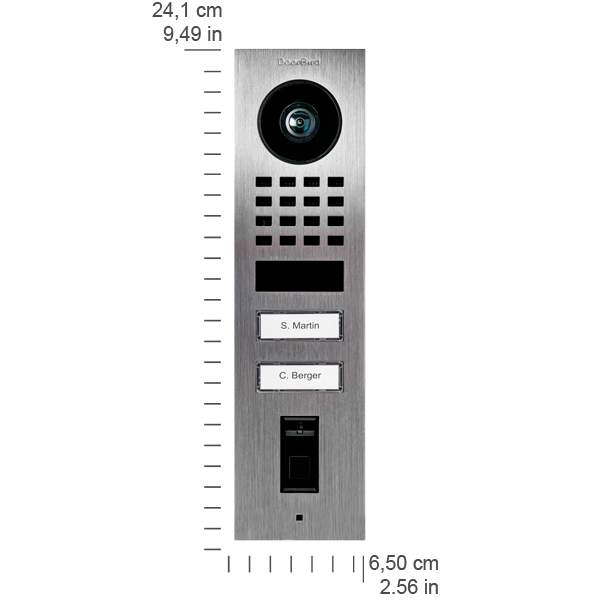 DoorBird IP Video Türstation D1102FV Fingerprint 50 Aufputz, Edelstahl V2A, gebürstet, 2 Ruftasten,