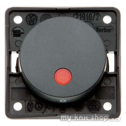 Berker 937522510 Kontroll-Wippschalter mit roter Linse Integro Flow/Pure schwarz, glänzend