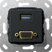 Gira 568810 Einsatz VGA 15-polig und USB 30 Typ A Kupplung Schwarz mattatt
