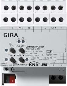 Gira 217200 Universal-Dimmaktor 2-fach KNX/EIB REG 2x300W
