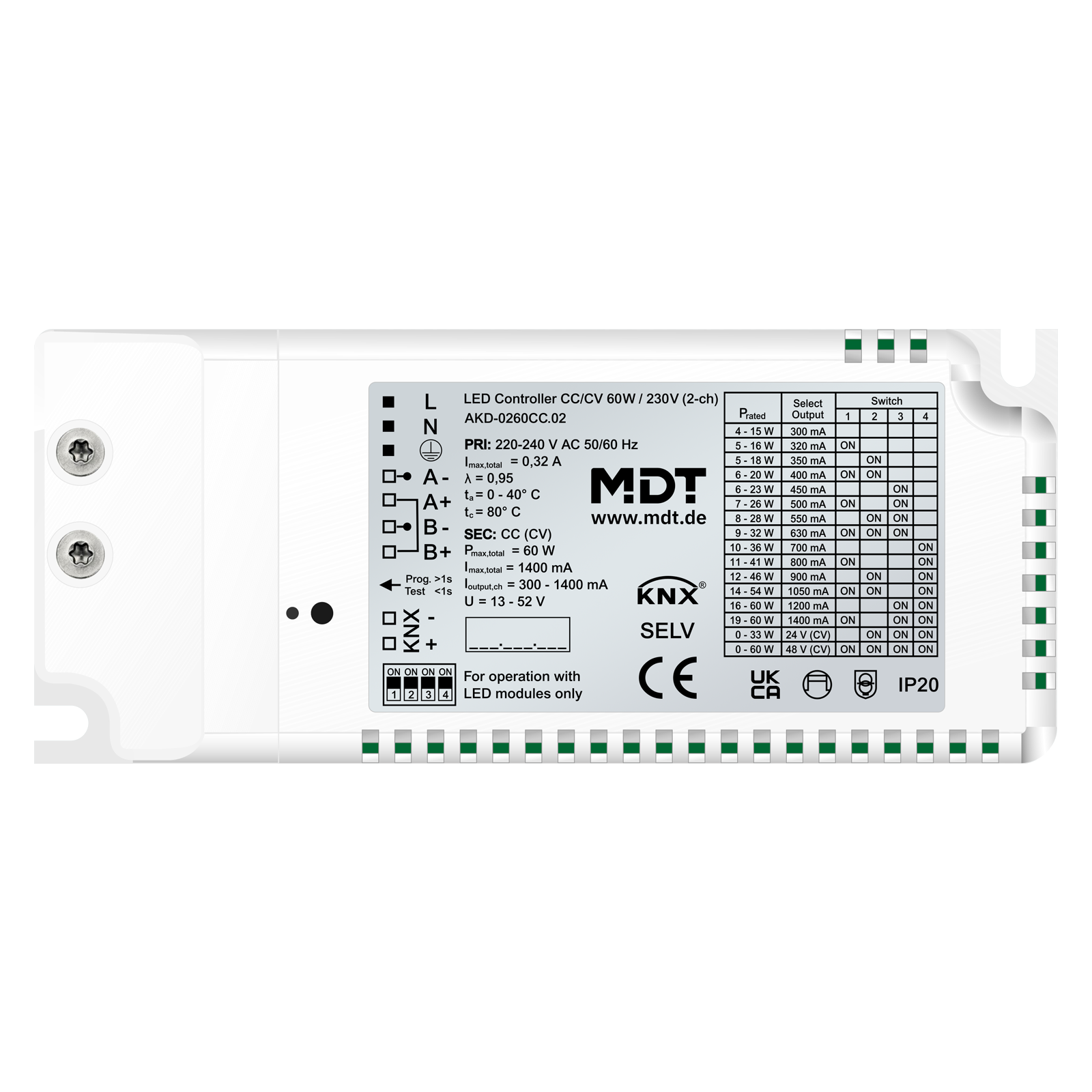 MDT LED Controller CC/CV 60 W / 230 V 2-Kanal