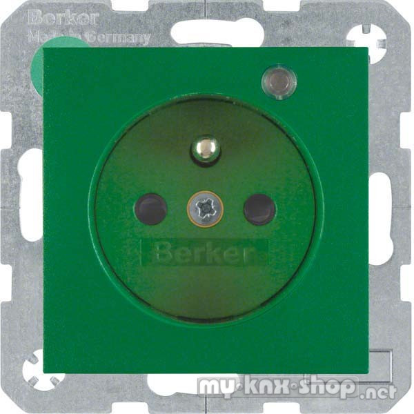 Berker 6765091913 Steckdose mit Schutzkontaktstift und Kontroll-LED S.1/B.3/B.7 grün, matt