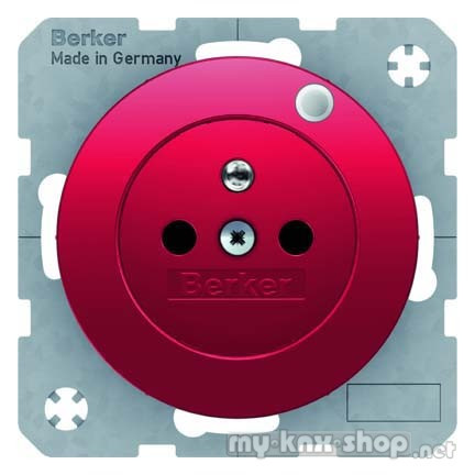 Berker 6765092022 Steckdose mit Schutzkontaktstift und Kontroll-LED R.1/R.3 rot, glänzend