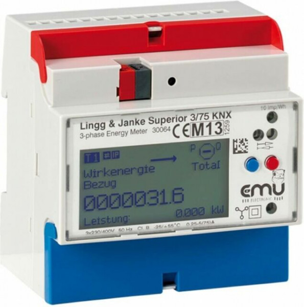 Lingg&Janke 87766SEC KNX Secure Elektrozähler EMU Superior, 3-Phasen, 75A, direktmessend, 5 TE EZ-EM