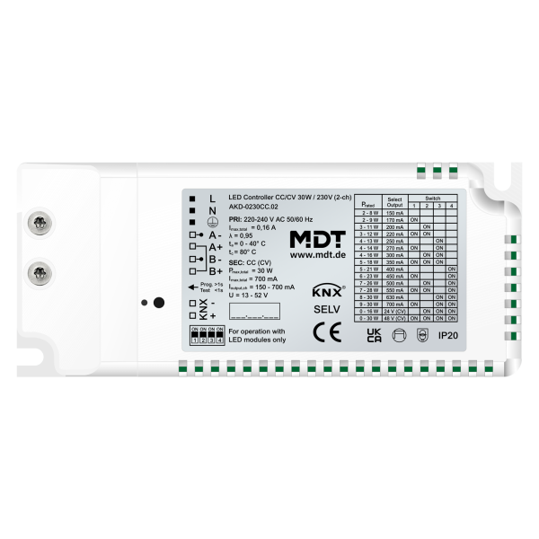 MDT AKD-0230CC.02 KNX LED Controller CC/CV 30 W / 230 V 2-Kanal