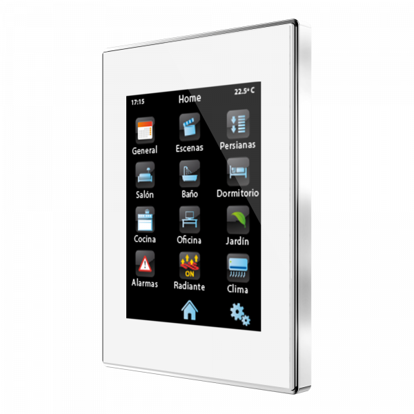 Zennio Z41 Lite. Kapazitives Farb - Touchpanel - Chrome Rahmen - Weiß.