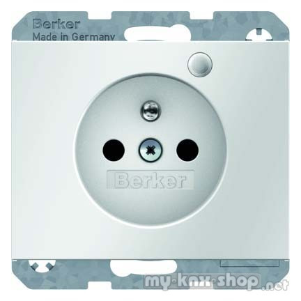 Berker 6765097009 Steckdose mit Schutzkontaktstift und Kontroll-LED K.1 polarweiß, glänzend