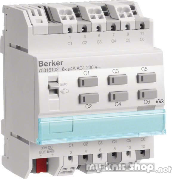 Berker KNX Schalt-/Jalousieaktor 6-/3fach REG 4A 75316102