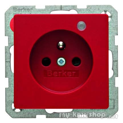 Berker 6765096015 Steckdose mit Schutzkontaktstift und Kontroll-LED Q.1/Q.3 rot, samt