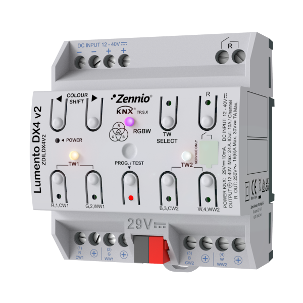 Zennio ZDILDX4V2 KNX LED-Controller Lumento DX4 V2 REG Konstantspannung 4-Kanäle