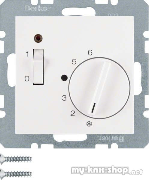 Berker 20311909 Temperaturregler 24 V mit Öffner, Zentralstück, Wippschalter und LED S.1/B.1/B.3/B.7