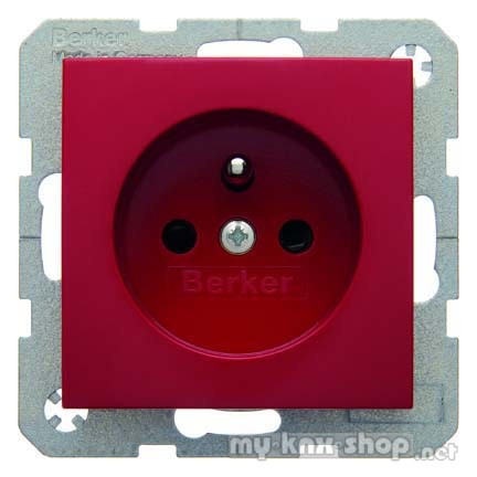 Berker 6765768962 Steckdose mit Schutzkontaktstift S.1/B.3/B.7 rot, glänzend