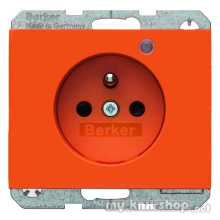 Berker 6765097014 Steckdose mit Schutzkontaktstift und Kontroll-LED K.1 orange, glänzend
