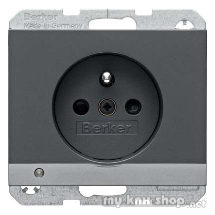 Berker 6765107006 Steckdose mit Schutzkontaktstift und LED-Orientierungslicht K.1 anthrazit, matt