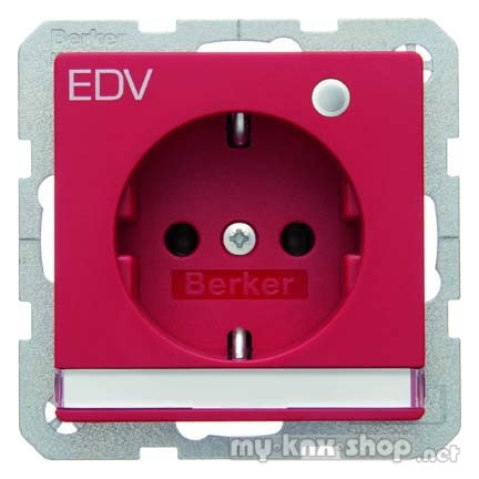 Berker 41106015 Steckdose SCHUKO mit Kontroll-LED, Beschriftungsfeld Q.1/Q.3 rot, samt