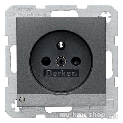 Berker 6765101606 Steckdose mit Schutzkontaktstift und LED-Orientierungslicht B.3/B.7 anthrazit, sam