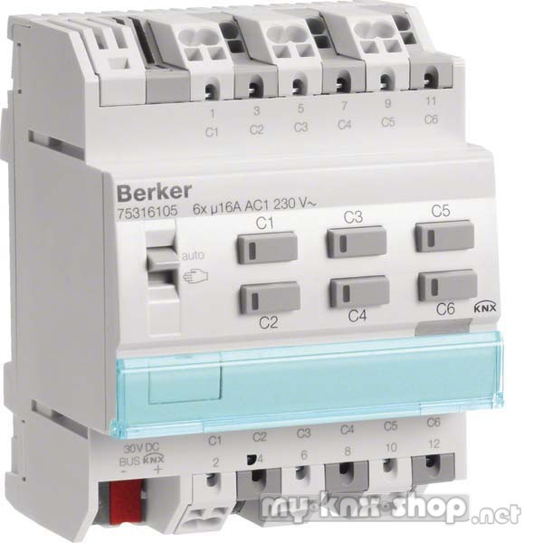 Berker KNX Schalt-/Jalousieaktor 6-/3fach C-Last 16 75316105