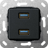 Gira 568510 USB 3.0A 2fach Kabelpeitsche Einsatz Schwarz matt