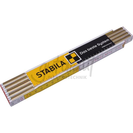 Zollstock `Stabila` 2 m, Holz weiß/gelb neutral.