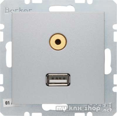 Berker 3315391404 USB/3,5 mm Audio Steckdose B.7 alu, matt