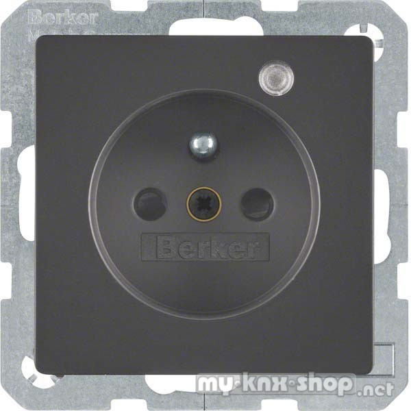Berker 6765096086 Steckdose mit Schutzkontaktstift und Kontroll-LED Q.1/Q.3 anthrazit, samt