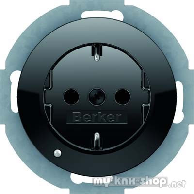 Berker 41092045 Steckdose SCHUKO mit LED-Orientierungslicht Serie R.classic schwarz, glänzend