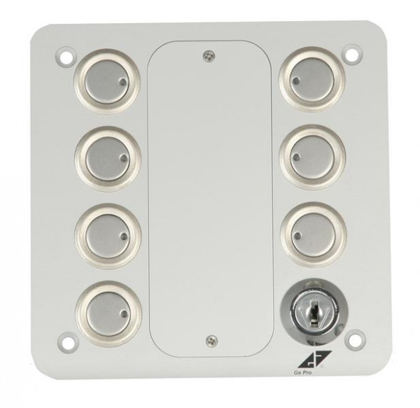 GePro KNX-Tableau mit 7 Tastern/LED und 1 Schlüsselschalter Aufputz (Aluminium)