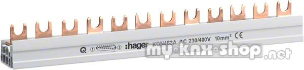Hager Phasenschiene 3P+N,10q,12mod,Gabel KDN463A