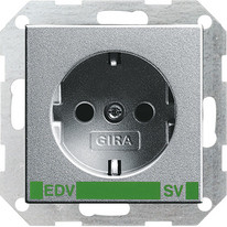 Gira 046326 SCHUKO Steckdose 16 A 250 V mit Aufdruck EDV mit grünem Aufdruck EDV und SV