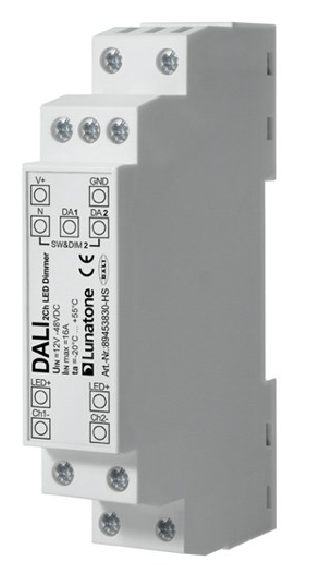 Lunatone 89453830-HS Dali DT6 2-Kanal LED Dimmer CV 12-48VDC 16A Hutschiene