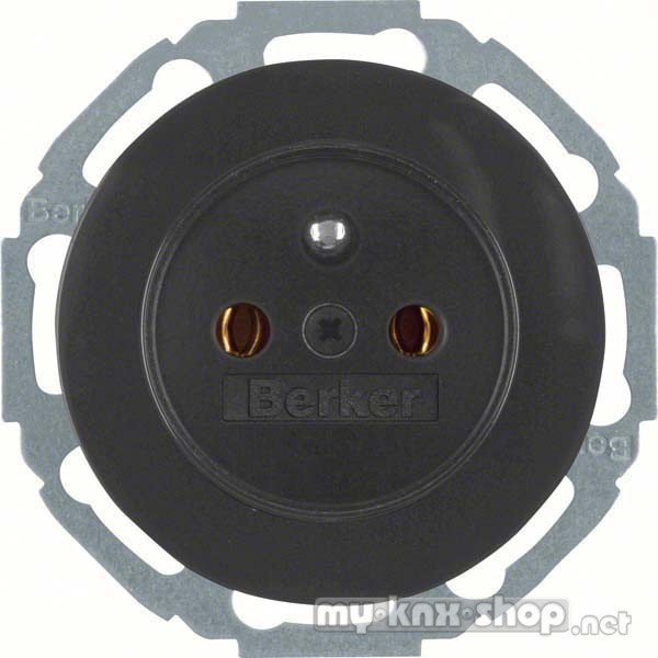 Berker 6768792045 Steckdose mit Schutzkontaktstift Serie R.classic schwarz, glänzend