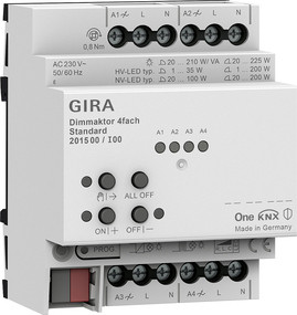 Dimmaktor 4fach Standard für Gira One und KNX
4 x 225 W/VA 201500