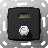 Gira 567510 HDMI,SAT F Buchse Gender Changer Einsatz Schwarz matt