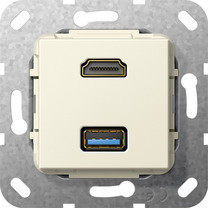 Gira 567801 HDMI,USB 3.0A Gender Changer Einsatz Cremeweiß