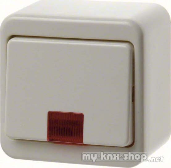 Berker 301640 Kontroll-Wippschalter mit roter Linse Aufputz weiß