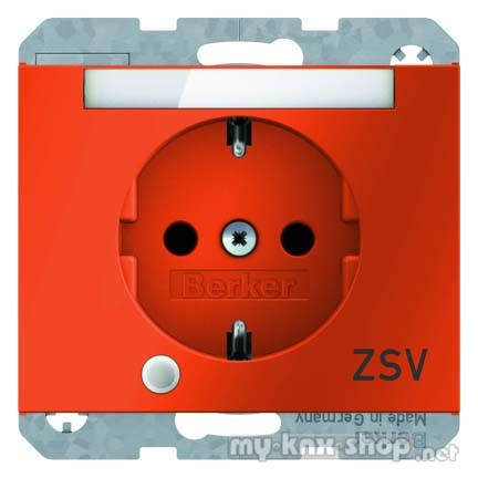 Berker 41107114 Steckdose SCHUKO mit Kontroll-LED, Beschriftungsfeld K.1 orange, glänzend