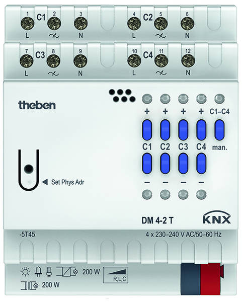 Theben KNX Universal 4-fach Dimmaktor DM 4-2 T KNX 4940280