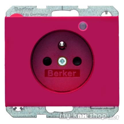 Berker 6765097015 Steckdose mit Schutzkontaktstift und Kontroll-LED K.1 rot, glänzend
