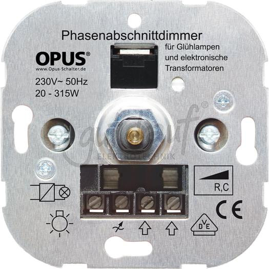 Phasenabschnitt-Dimmer 230V 20-315VA, 50Hz, Schraubklemmen