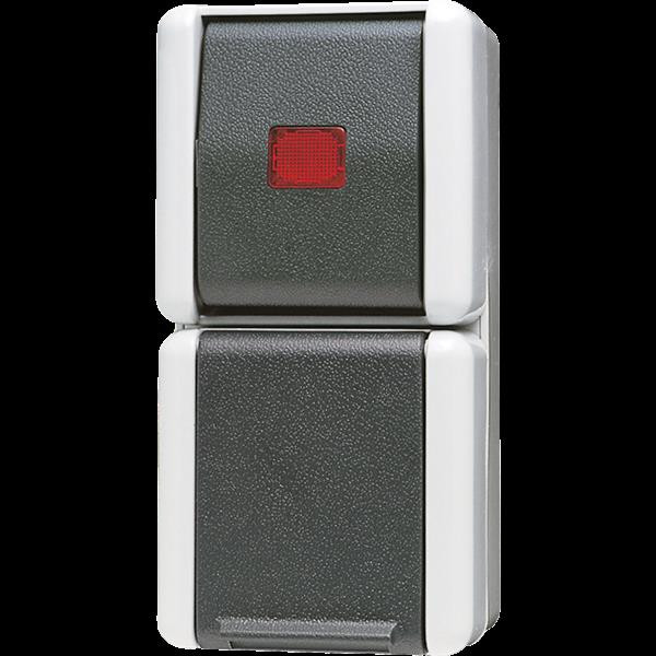 Jung 876KOW SCHUKO-Steckdose, 16 A 250 V ~, Wipp-Kontrollschalter, 10 AX 250 V ~, Universal Aus-Wech