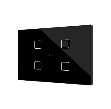 Zennio KNX Tastsensor Flat XL X4. Kapazitiver Taster - 4-fach - Schwarz ZVIFXLX4A