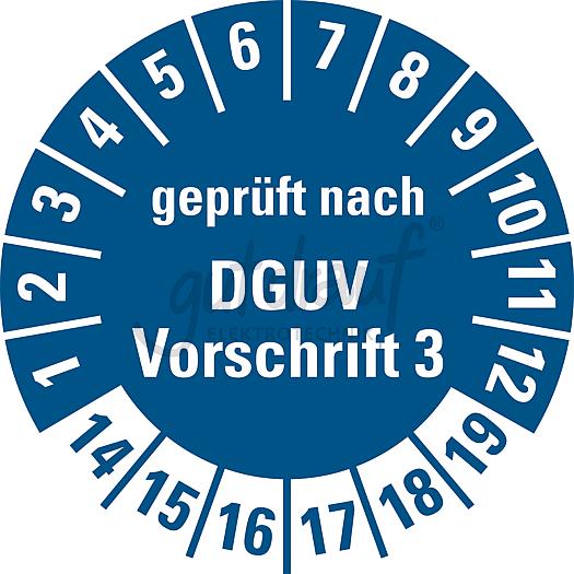 Plakette `geprüft n. DGUV V.3` 14-19, blau,...