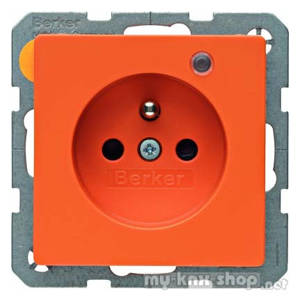 Berker 6765096014 Steckdose mit Schutzkontaktstift und Kontroll-LED Q.1/Q.3 orange, samt