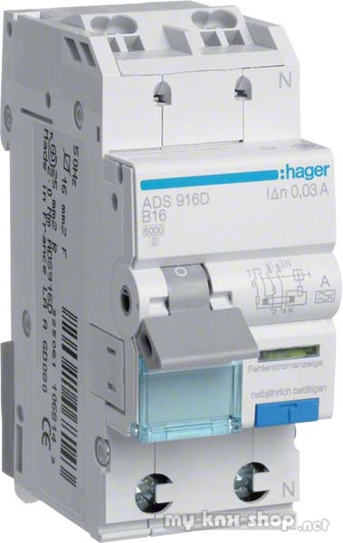 Hager FI/LS-Schalter 1P+N 6kA B-20A 30mA ADS920D